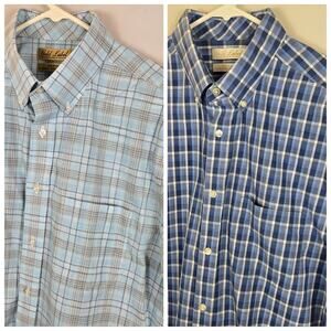 Roundtree & Yorke 2 PACK Button Shirt Cotton Short Sleeve LARGE Non Iron CLASSIC